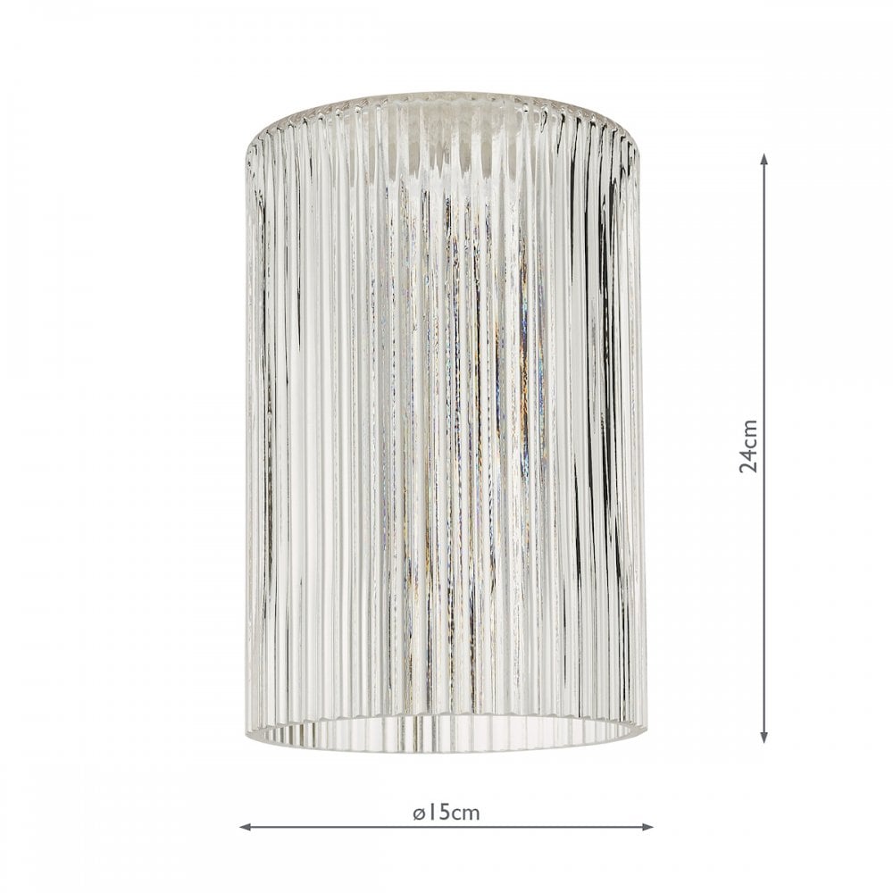 Easy Fit Cylinder Clear Ribbed Glass Shade ACC869