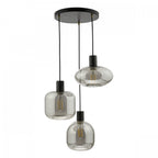 Aiden Contemporary 3 Light Cluster Ceiling Pendant With Smoked Glass Shades AID0310