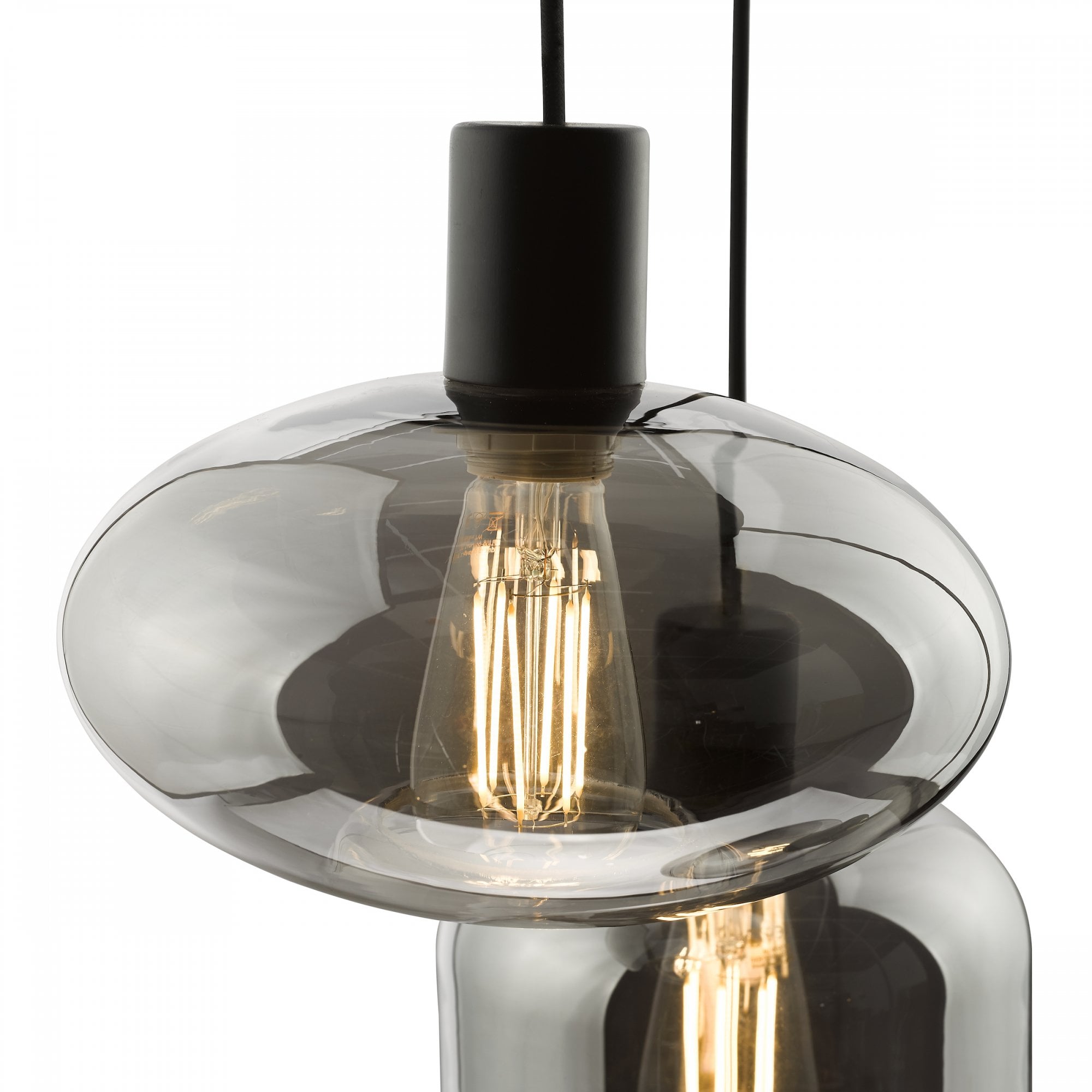 Aiden Contemporary 3 Light Cluster Ceiling Pendant With Smoked Glass Shades AID0310