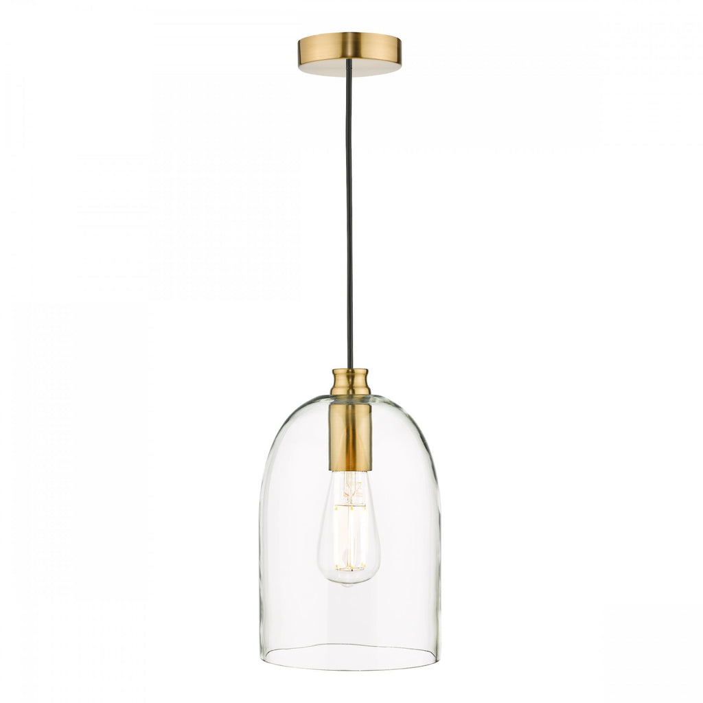 Archie Classic Ceiling Pendant Light In Satin Bronze With Clear Glass Shade ARC0163