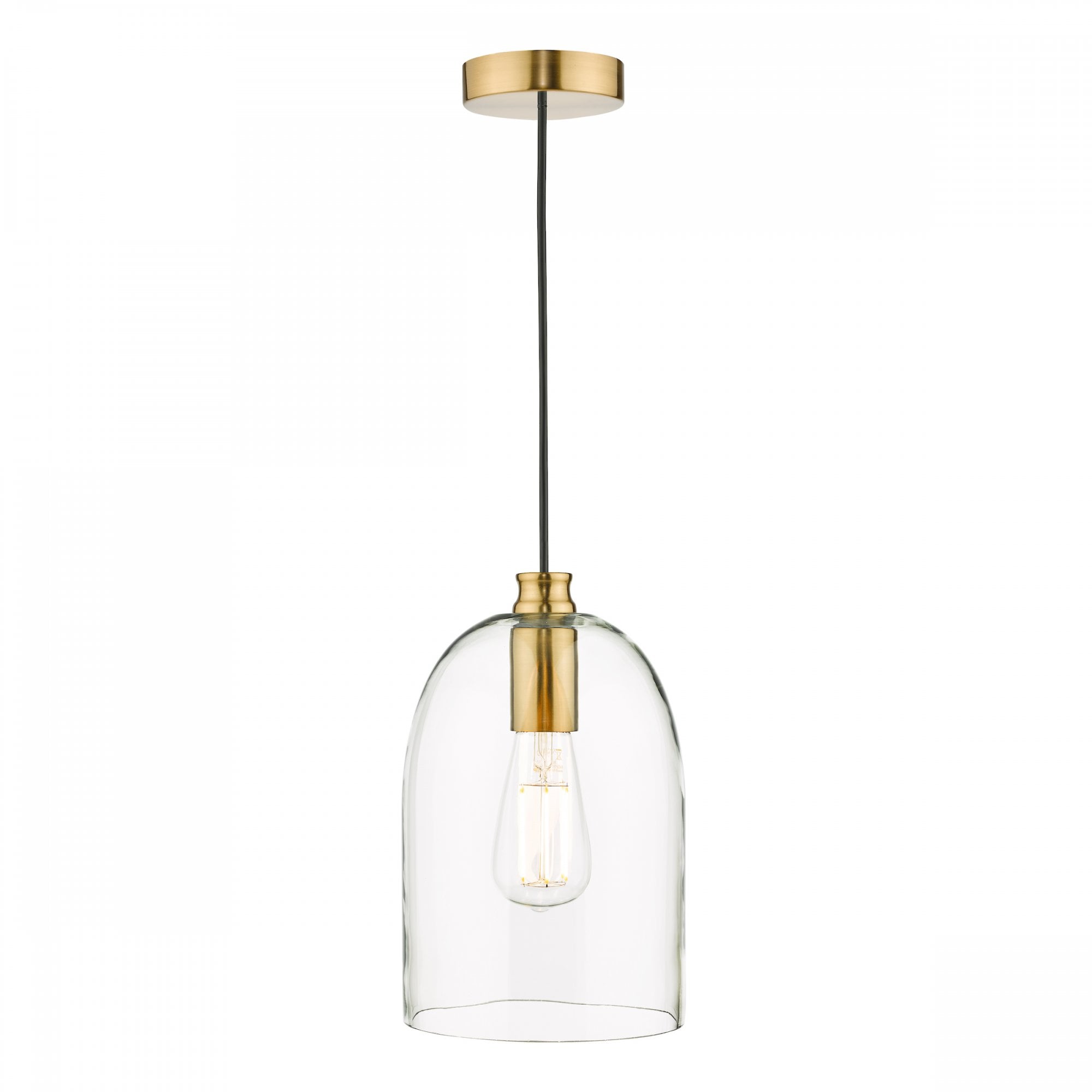 Archie Classic Ceiling Pendant Light In Satin Bronze With Clear Glass Shade ARC0163