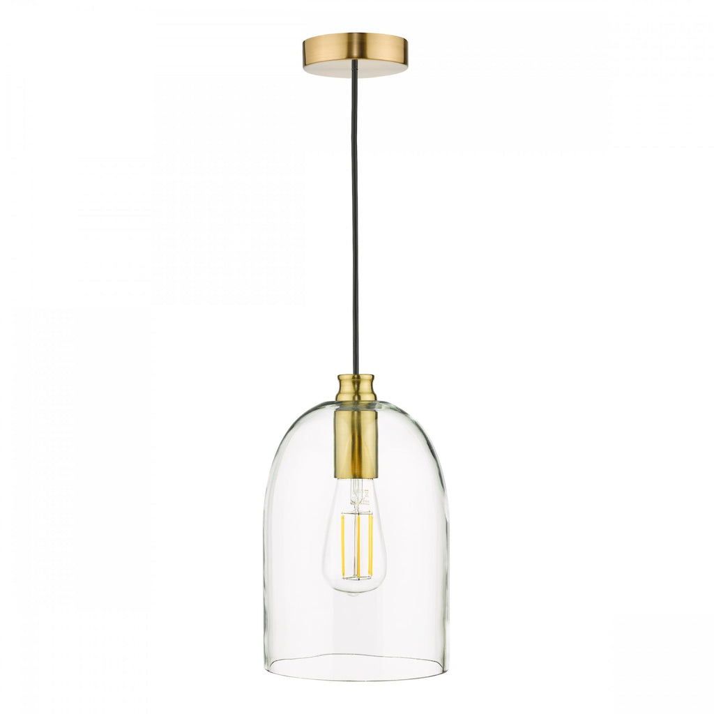 Archie Classic Ceiling Pendant Light In Satin Bronze With Clear Glass Shade ARC0163