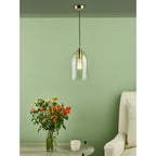 Archie Classic Ceiling Pendant Light In Satin Bronze With Clear Glass Shade ARC0163