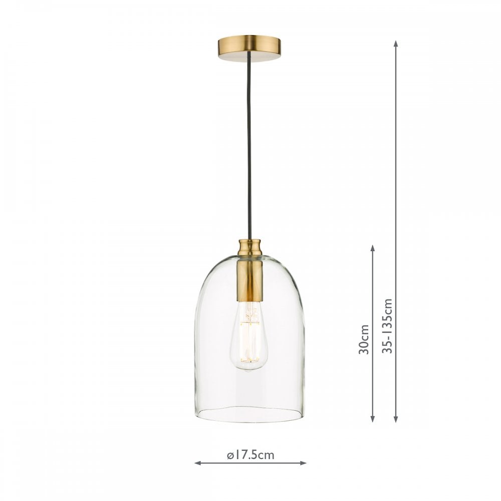 Archie Classic Ceiling Pendant Light In Satin Bronze With Clear Glass Shade ARC0163