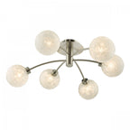 Avari 6 Light Semi Flush Ceiling Light In Satin Nickel With Frosted Globe AVA6446