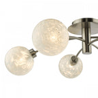 Avari 6 Light Semi Flush Ceiling Light In Satin Nickel With Frosted Globe AVA6446