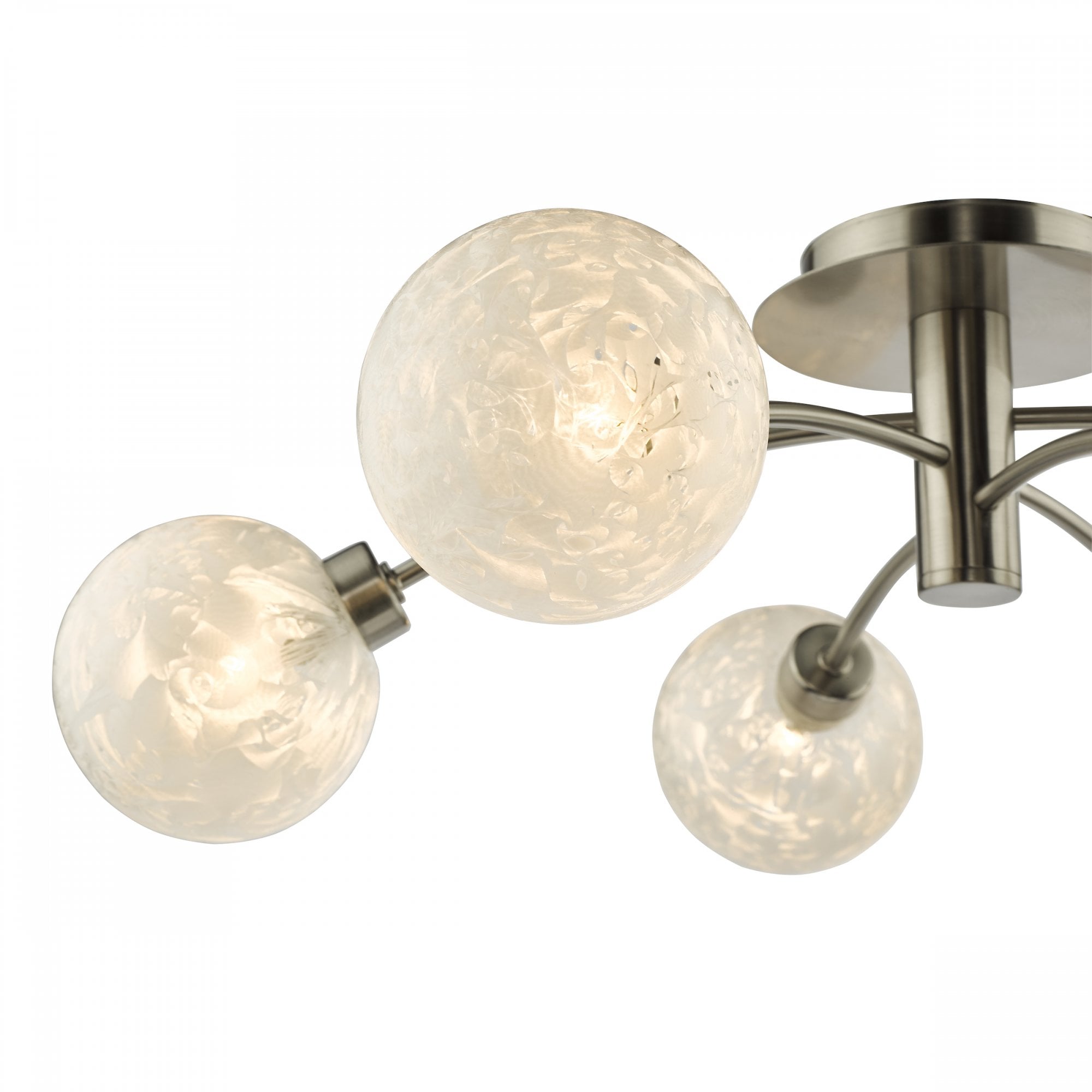 Avari 6 Light Semi Flush Ceiling Light In Satin Nickel With Frosted Globe AVA6446