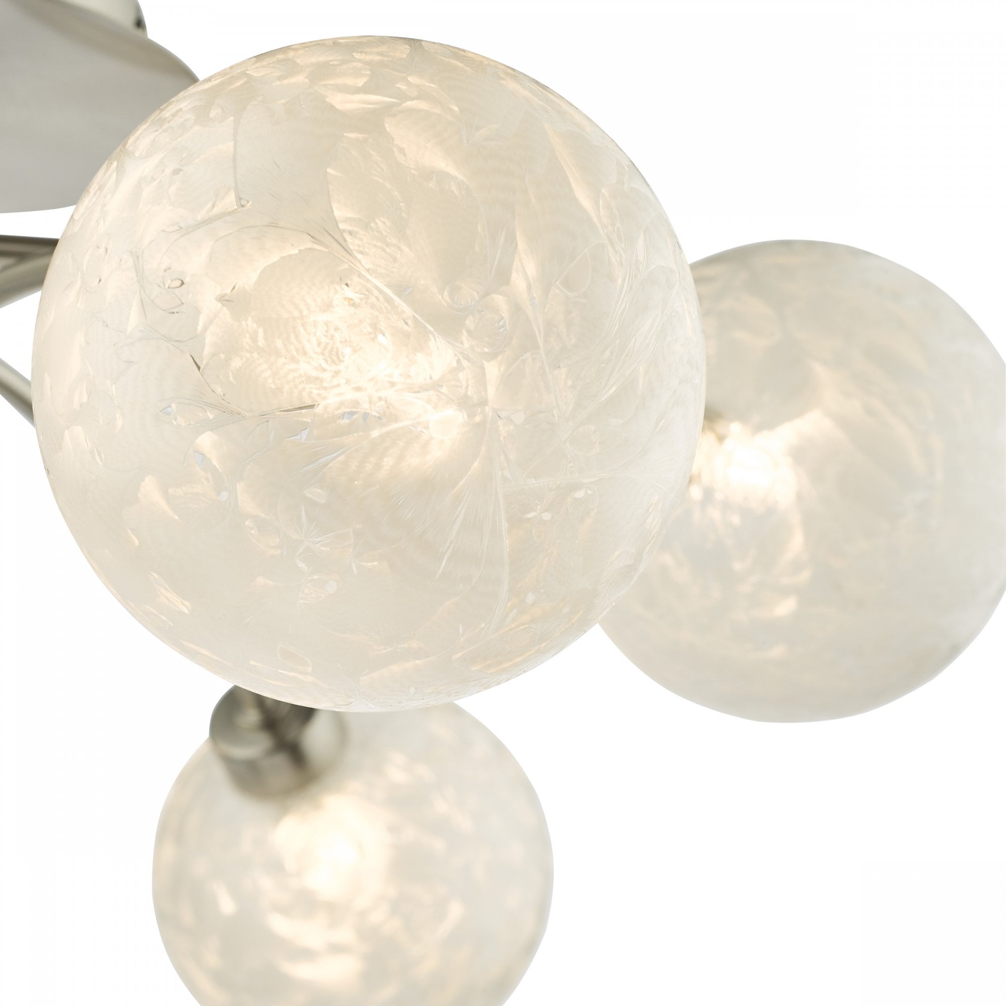 Avari 6 Light Semi Flush Ceiling Light In Satin Nickel With Frosted Globe AVA6446