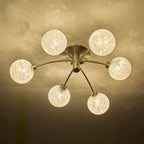 Avari 6 Light Semi Flush Ceiling Light In Satin Nickel With Frosted Globe AVA6446