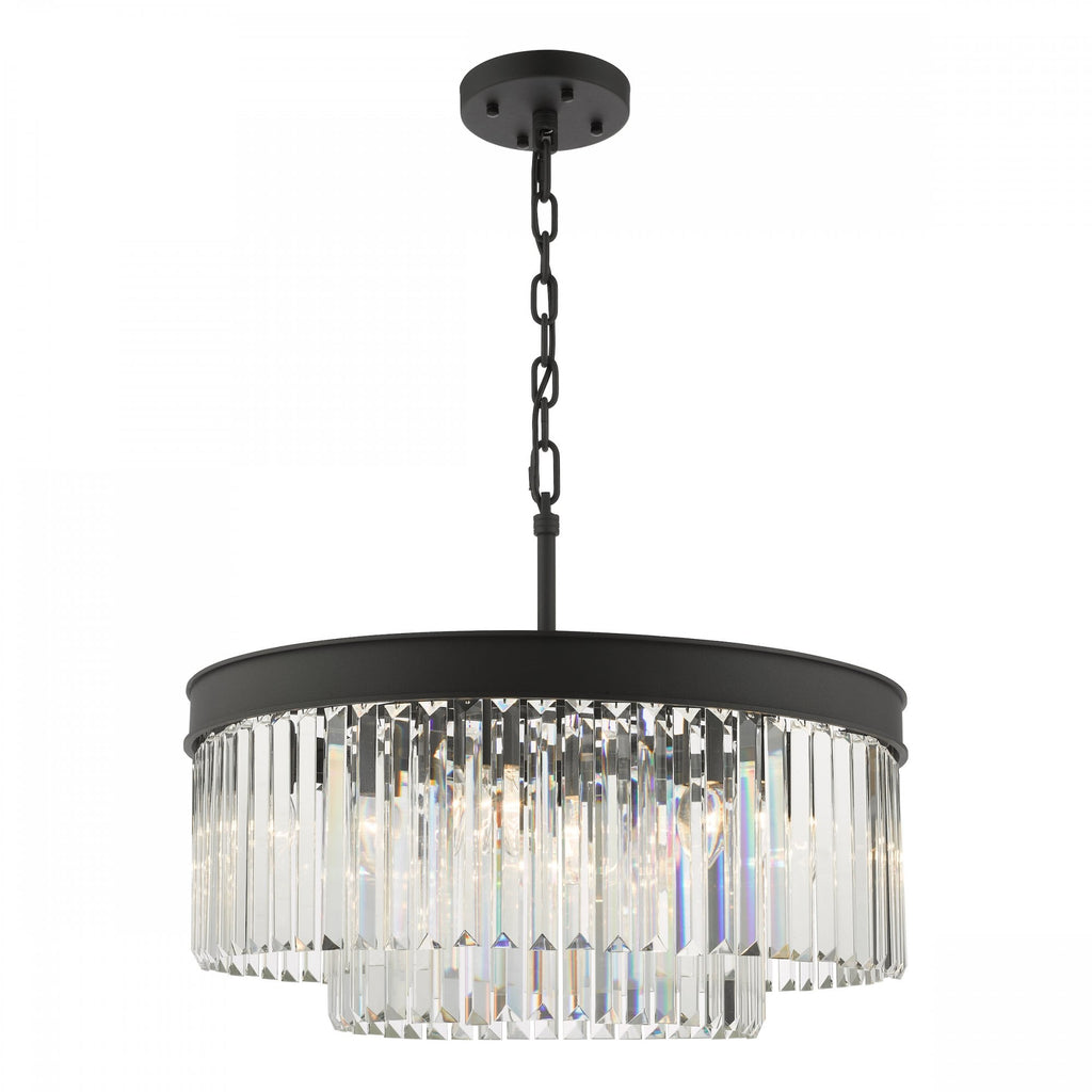 Dar Celeus 6 Light Crystal Ceiling Chandelier In Anthracite Finish CEL0622