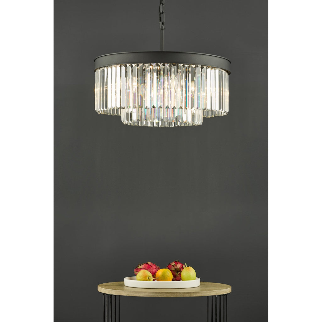 Dar Celeus 6 Light Crystal Ceiling Chandelier In Anthracite Finish CEL0622