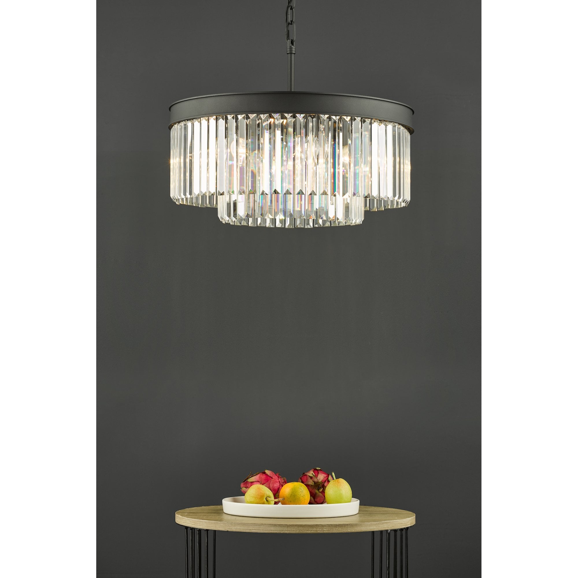 Dar Celeus 6 Light Crystal Ceiling Chandelier In Anthracite Finish CEL0622