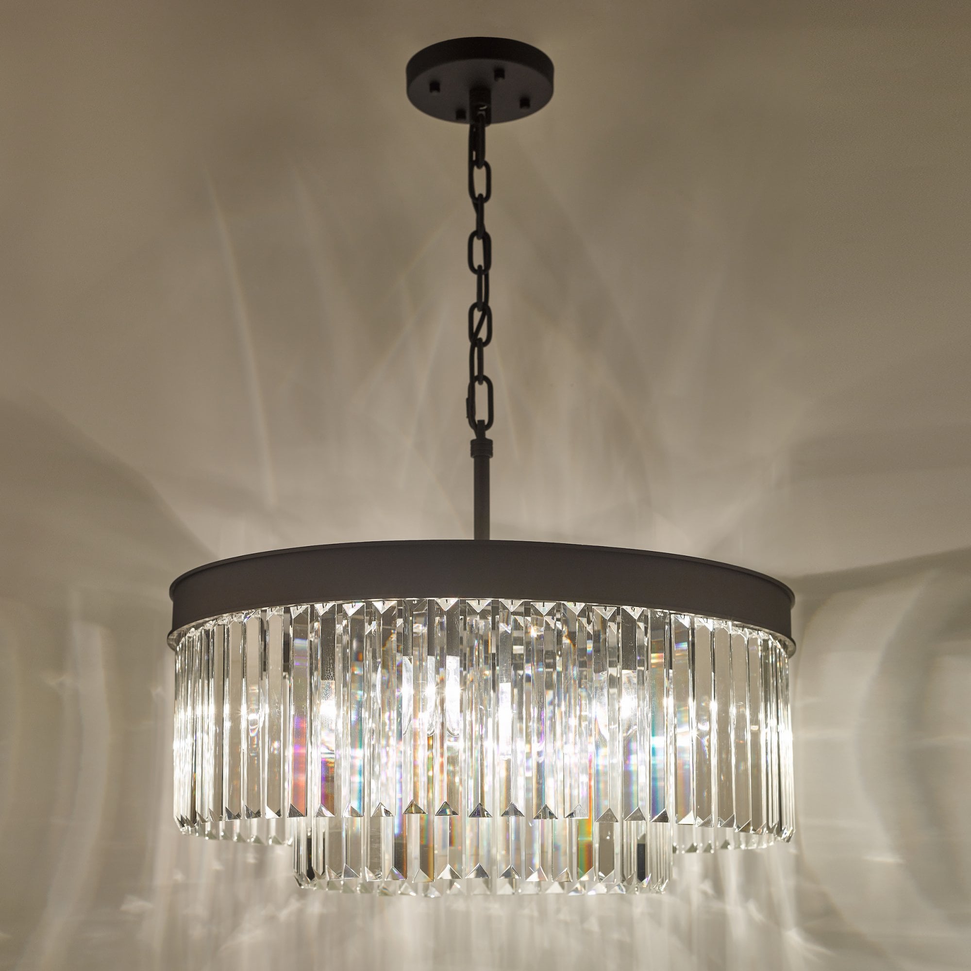 Dar Celeus 6 Light Crystal Ceiling Chandelier In Anthracite Finish CEL0622
