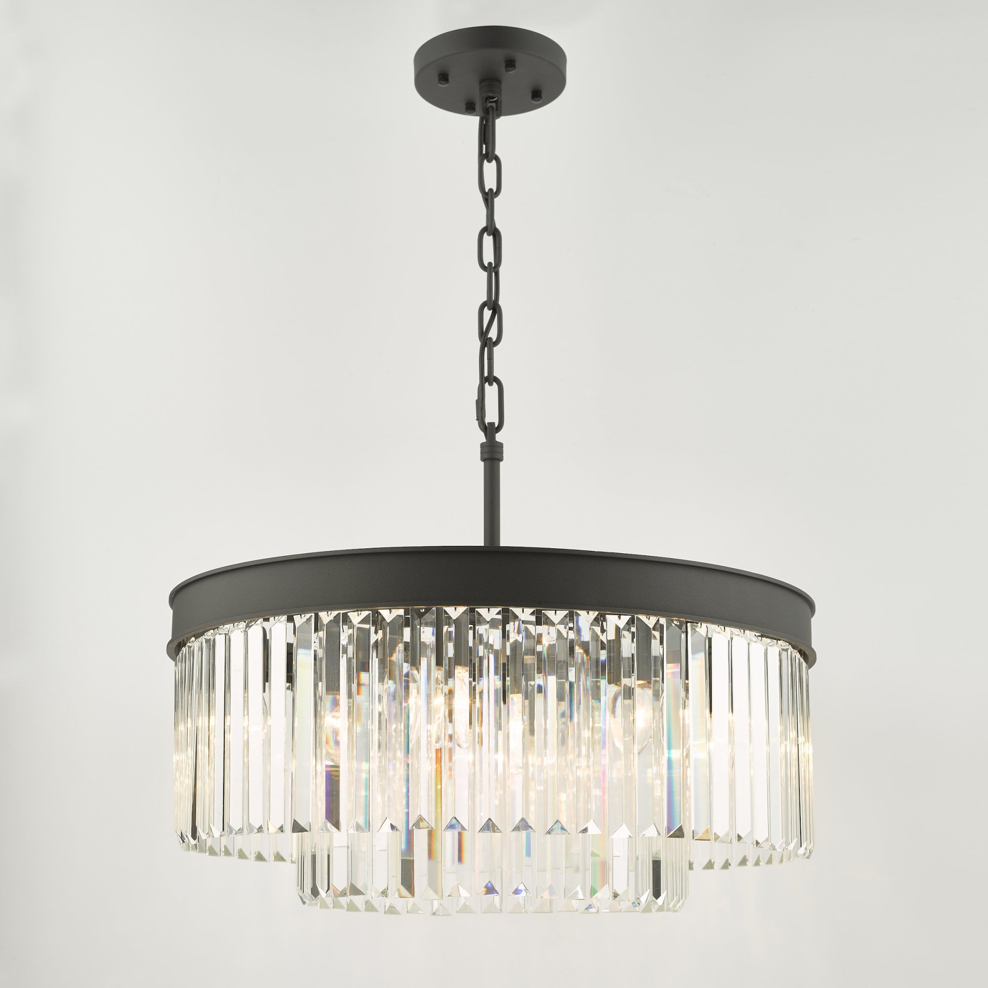 Dar Celeus 6 Light Crystal Ceiling Chandelier In Anthracite Finish CEL0622