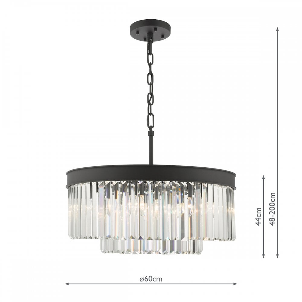 Dar Celeus 6 Light Crystal Ceiling Chandelier In Anthracite Finish CEL0622