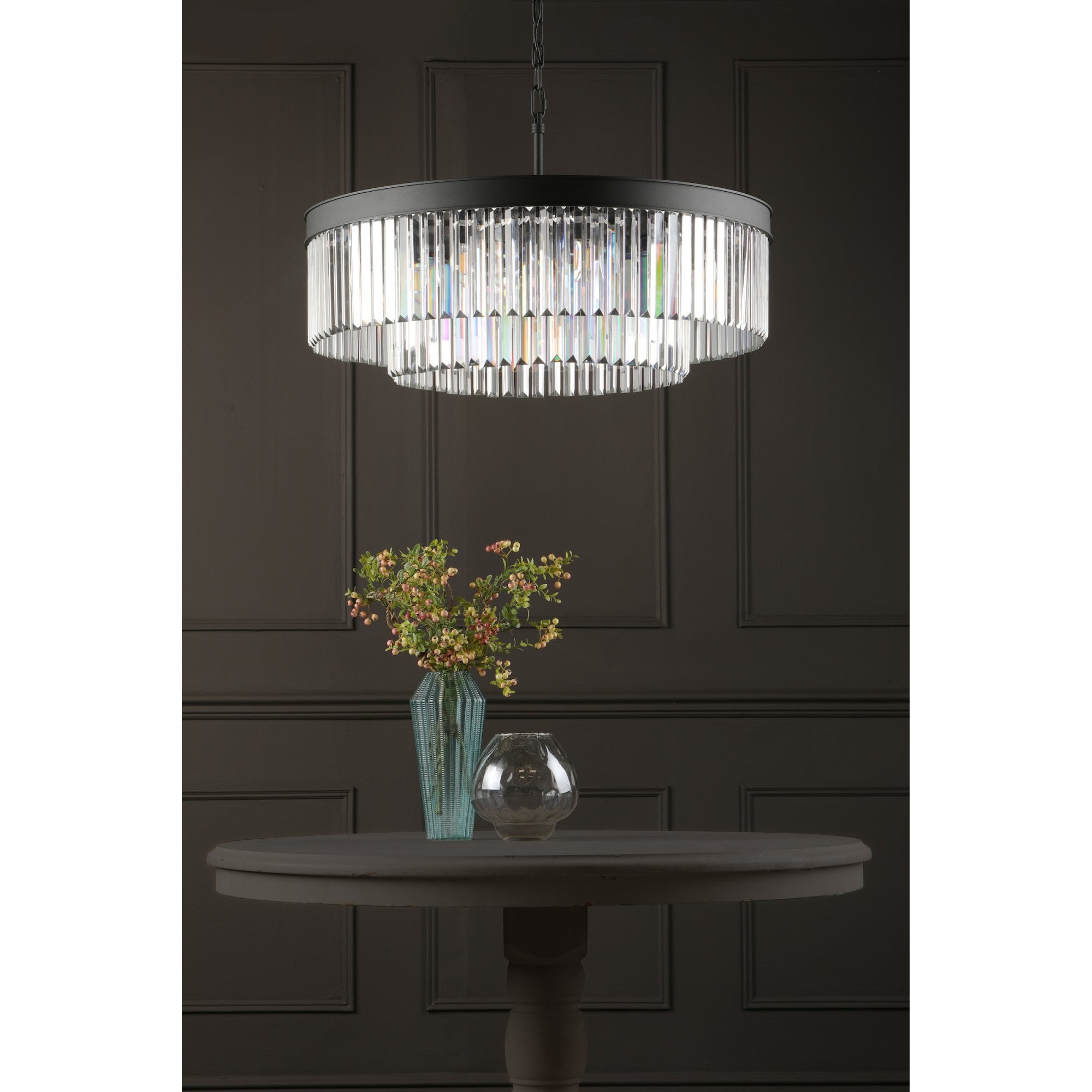 Celeus 8 Light Crystal Ceiling Chandelier In Anthracite Finish CEL0822