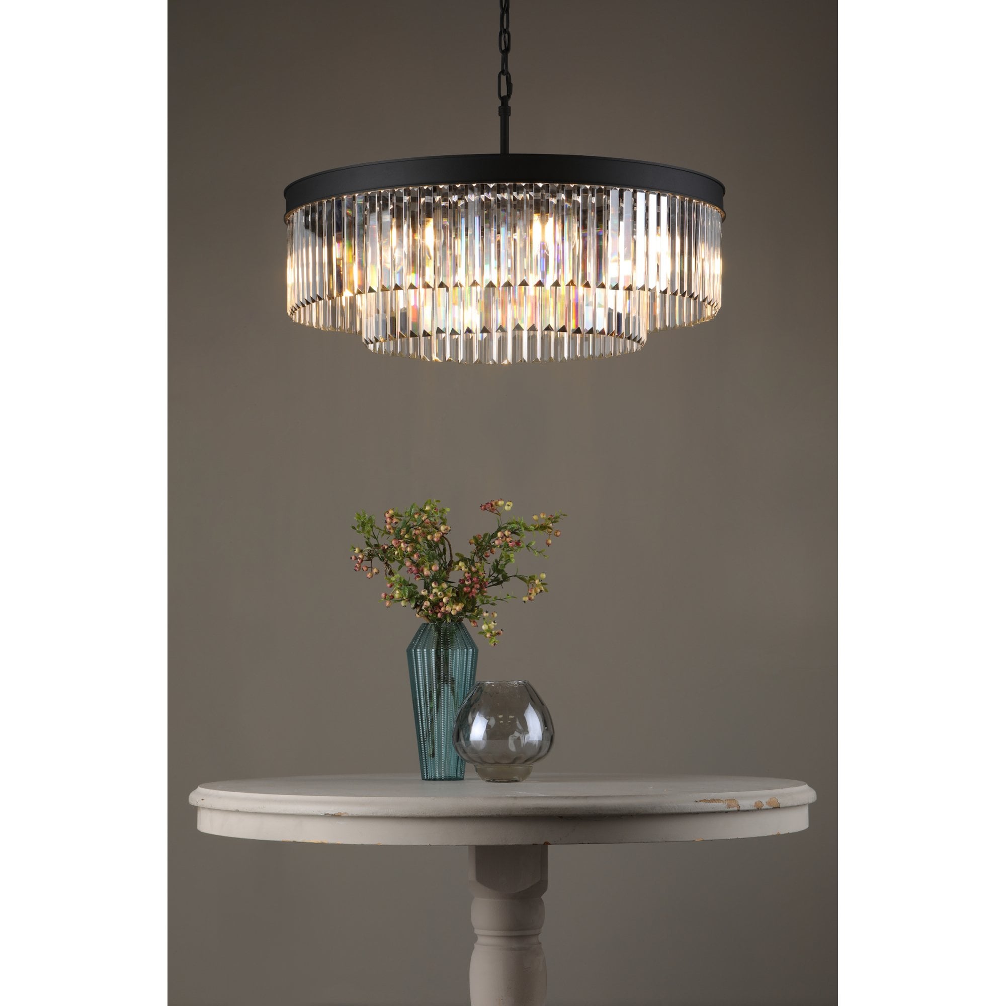 Celeus 8 Light Crystal Ceiling Chandelier In Anthracite Finish CEL0822