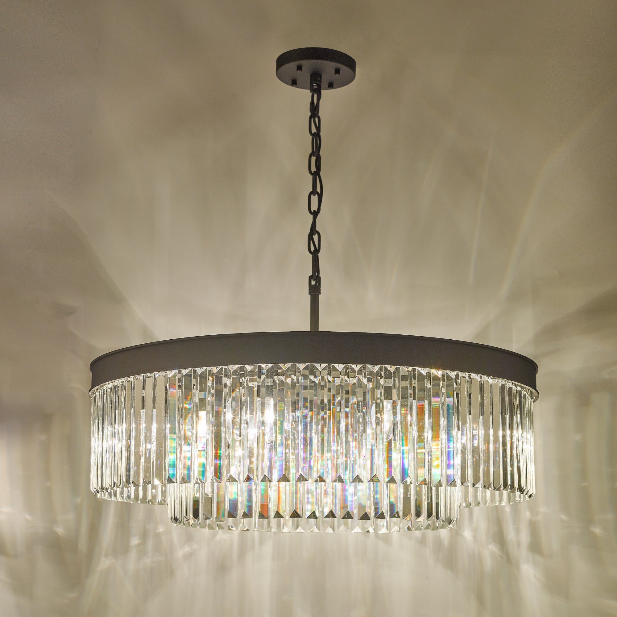 Celeus 8 Light Crystal Ceiling Chandelier In Anthracite Finish CEL0822