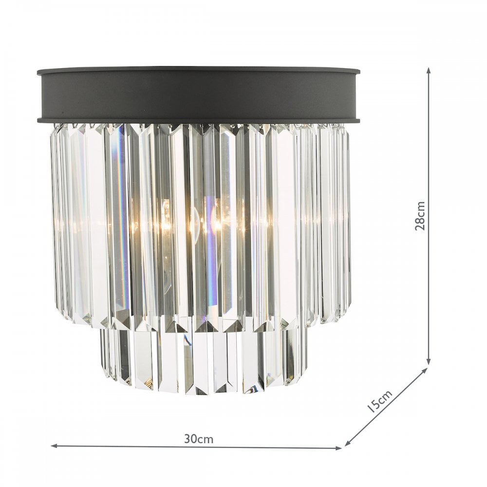 Celeus 2 Light Crystal Wall Light In Anthracite Finish CEL0922