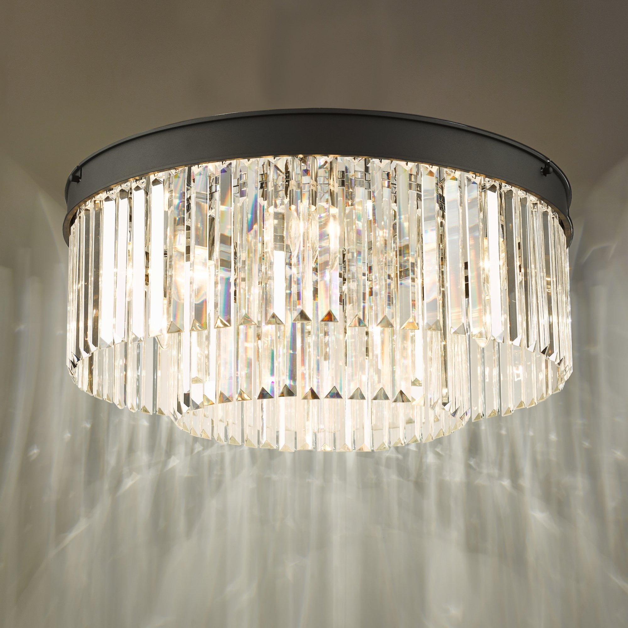 Celeus 6 Light Crystal Flush Ceiling Light In Matt Anthracite Finish CEL4822