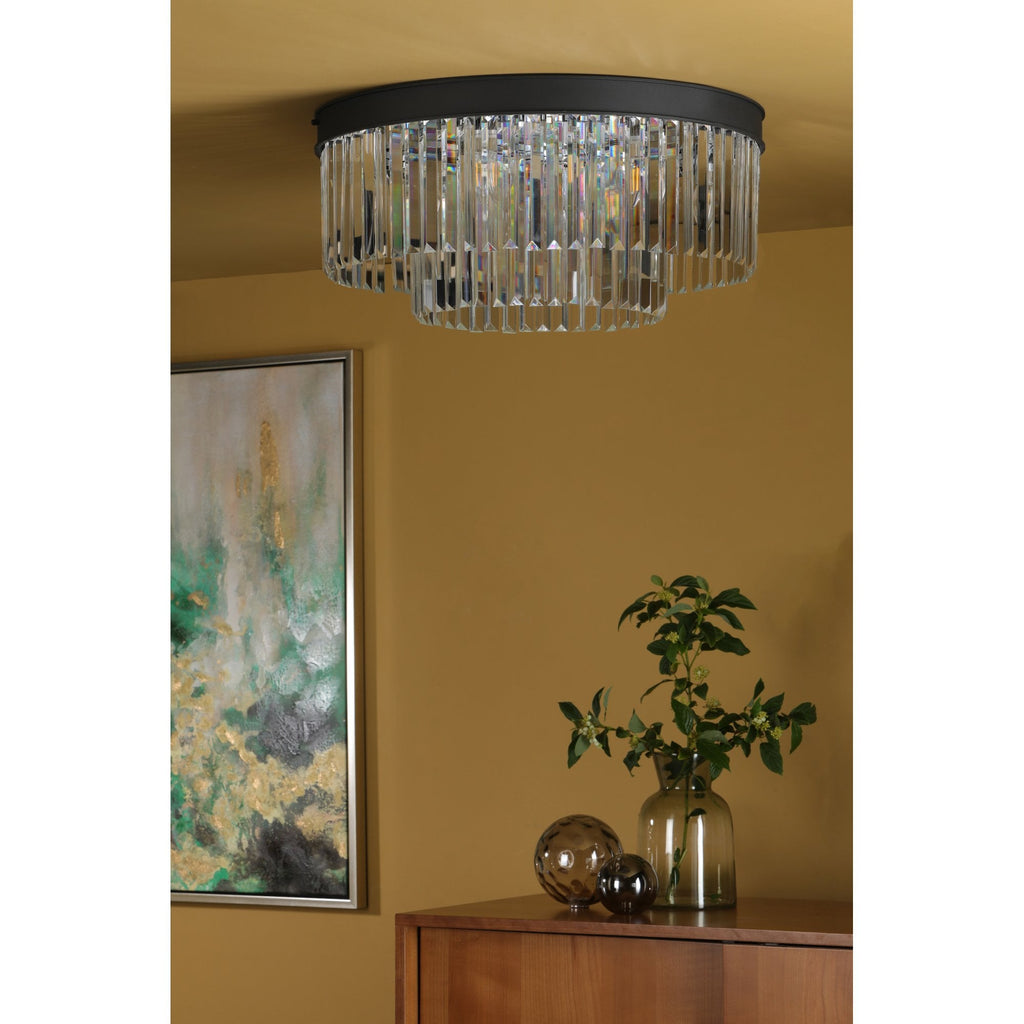 Celeus 6 Light Crystal Flush Ceiling Light In Matt Anthracite Finish CEL4822