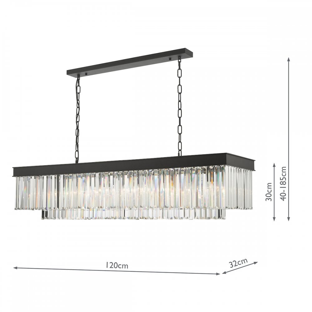 Celeus 6 Light Crystal Bar Ceiling Pendant Light In Matt Anthracite Finish CEL6422