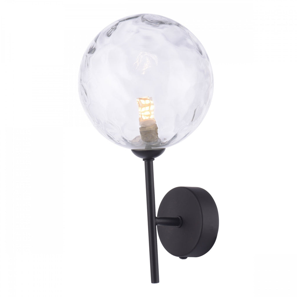 Cohen Contemporary Wall Light In Black Finish With Clear Glass Shade COH0722-12