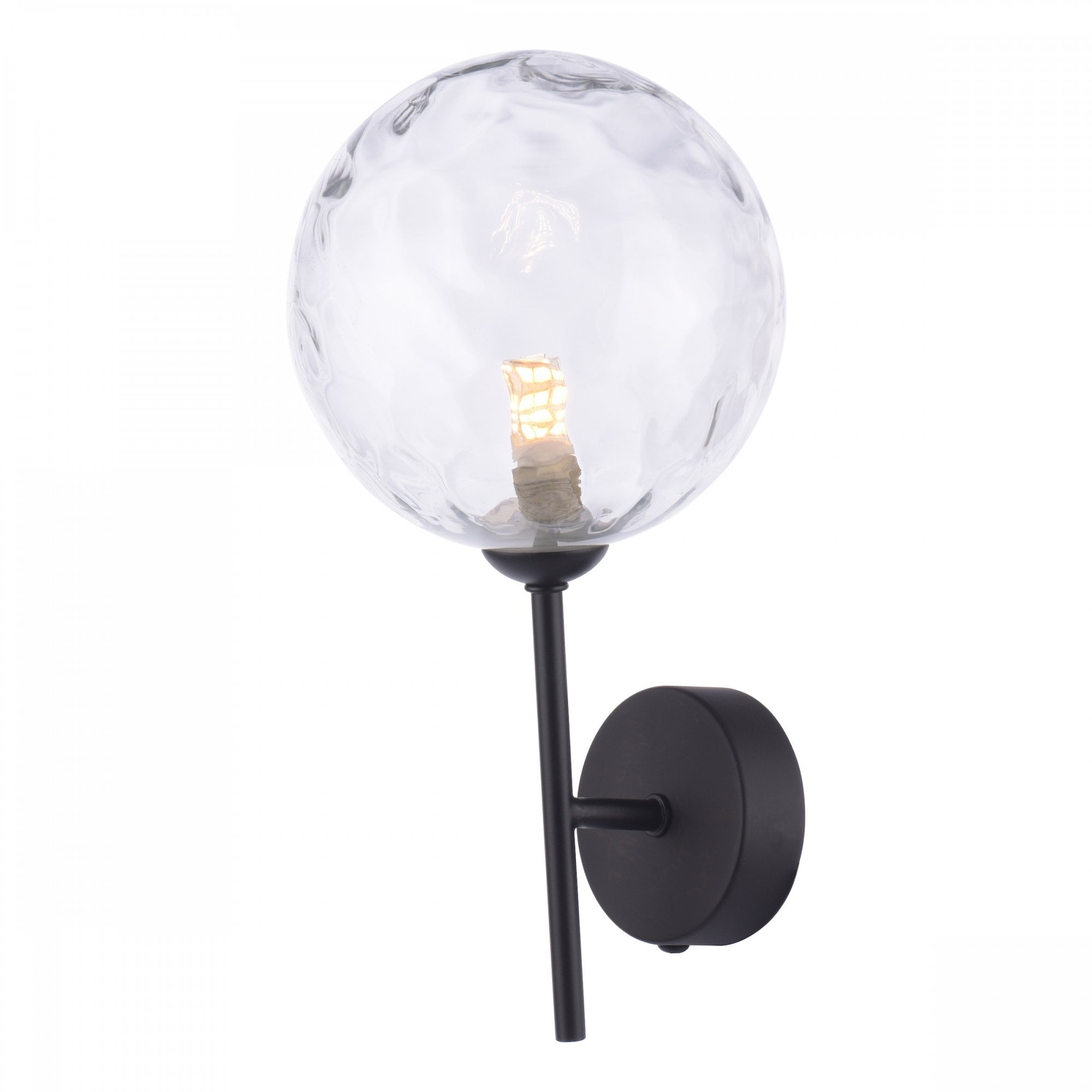 Cohen Contemporary Wall Light In Black Finish With Clear Glass Shade COH0722-12