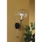 Cohen Contemporary Wall Light In Black Finish With Clear Glass Shade COH0722-12
