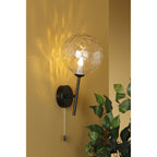 Cohen Contemporary Wall Light In Black Finish With Clear Glass Shade COH0722-12