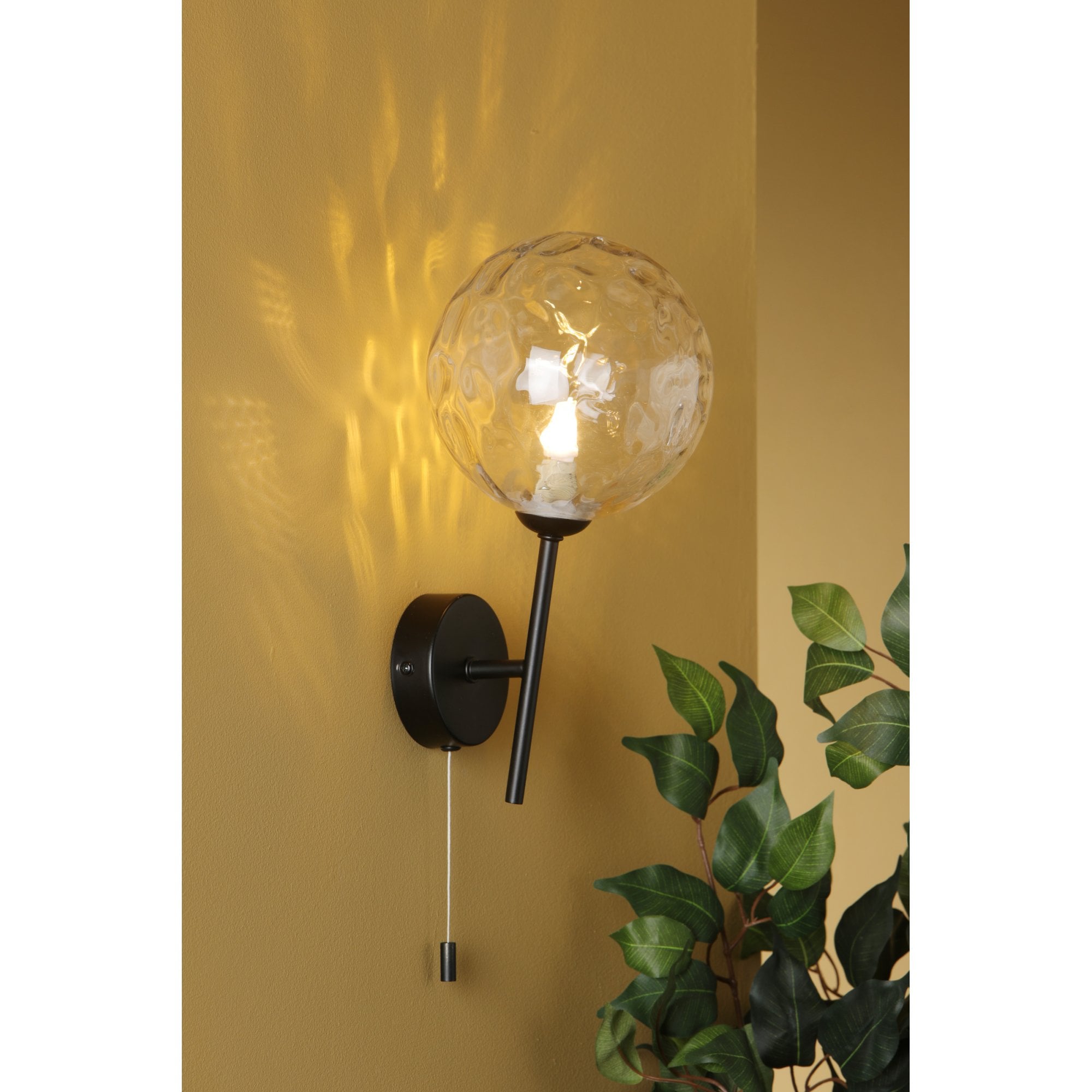 Cohen Contemporary Wall Light In Black Finish With Clear Glass Shade COH0722-12