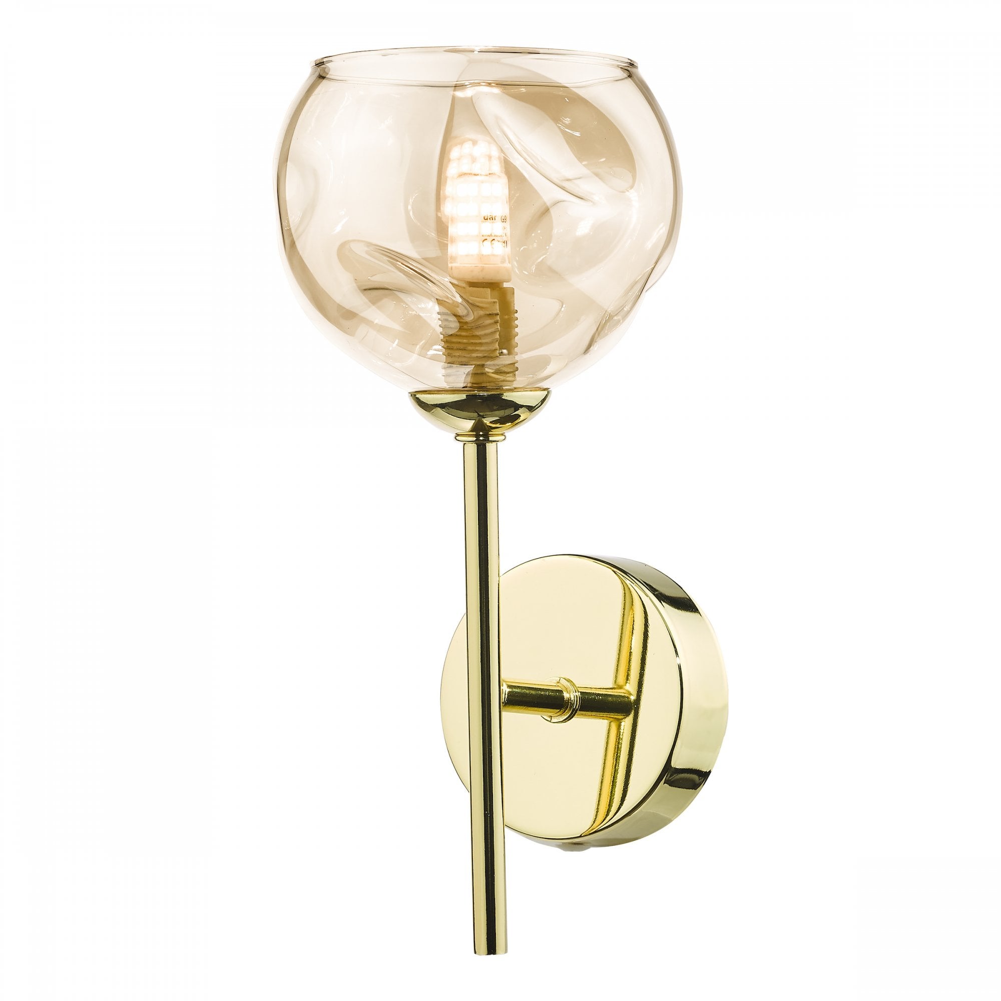 Cohen Contemporary Wall Light In Polished Gold With Organic Champagne Glass COH0735-16
