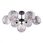 Cohen 7 Light Semi Flush Ceiling Light In Black With Smoked Glass COH3422-10