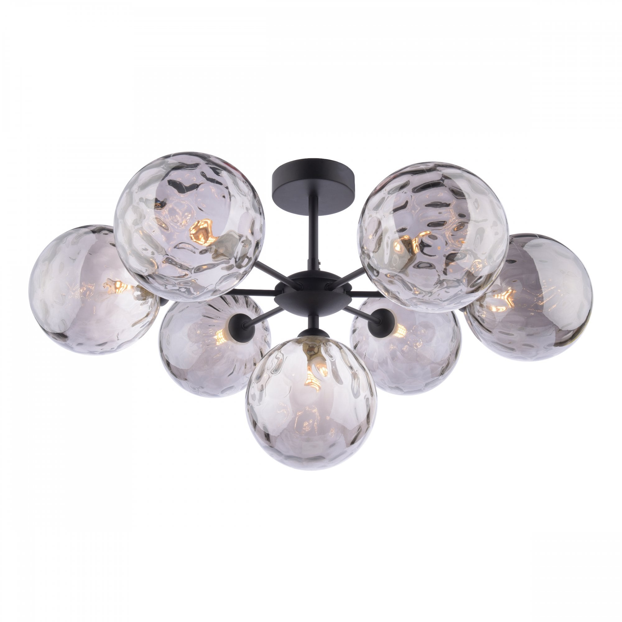 Cohen 7 Light Semi Flush Ceiling Light In Black With Smoked Glass COH3422-10
