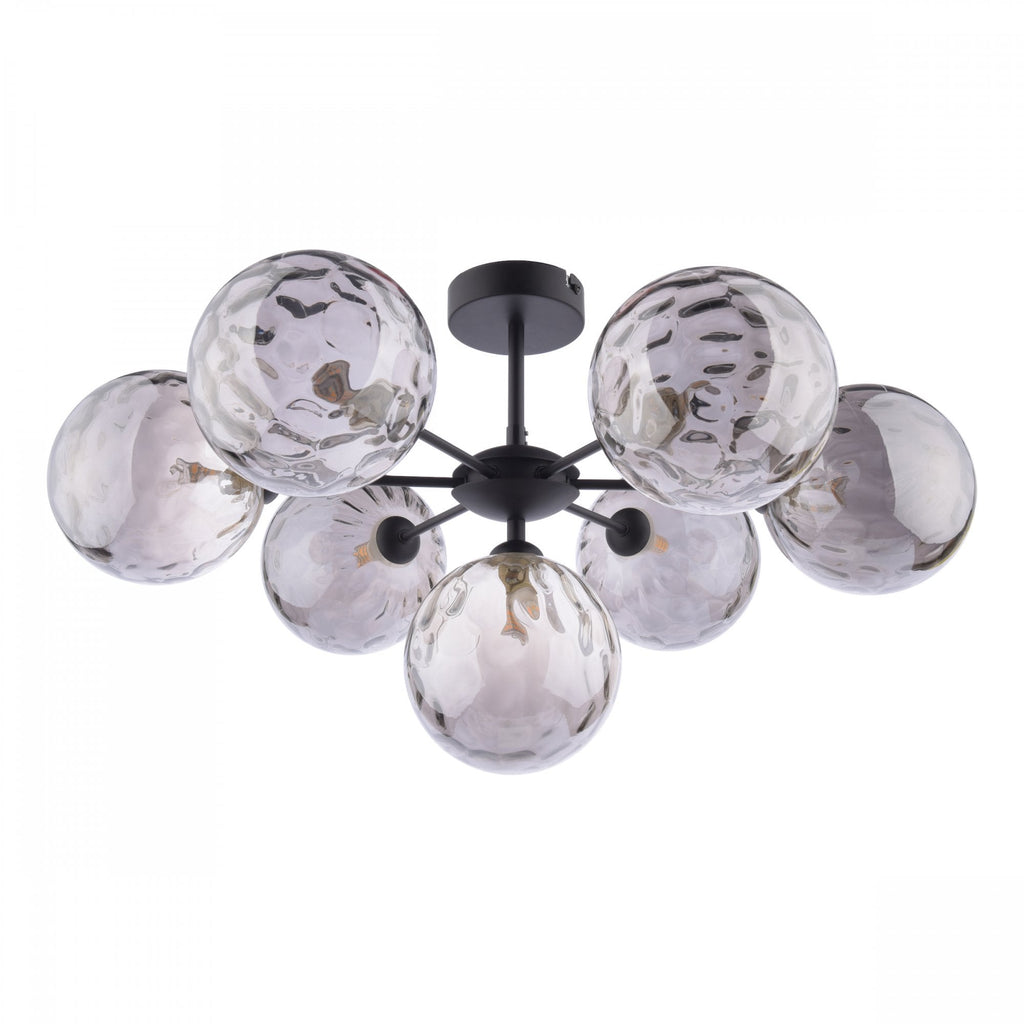 Cohen 7 Light Semi Flush Ceiling Light In Black With Smoked Glass COH3422-10