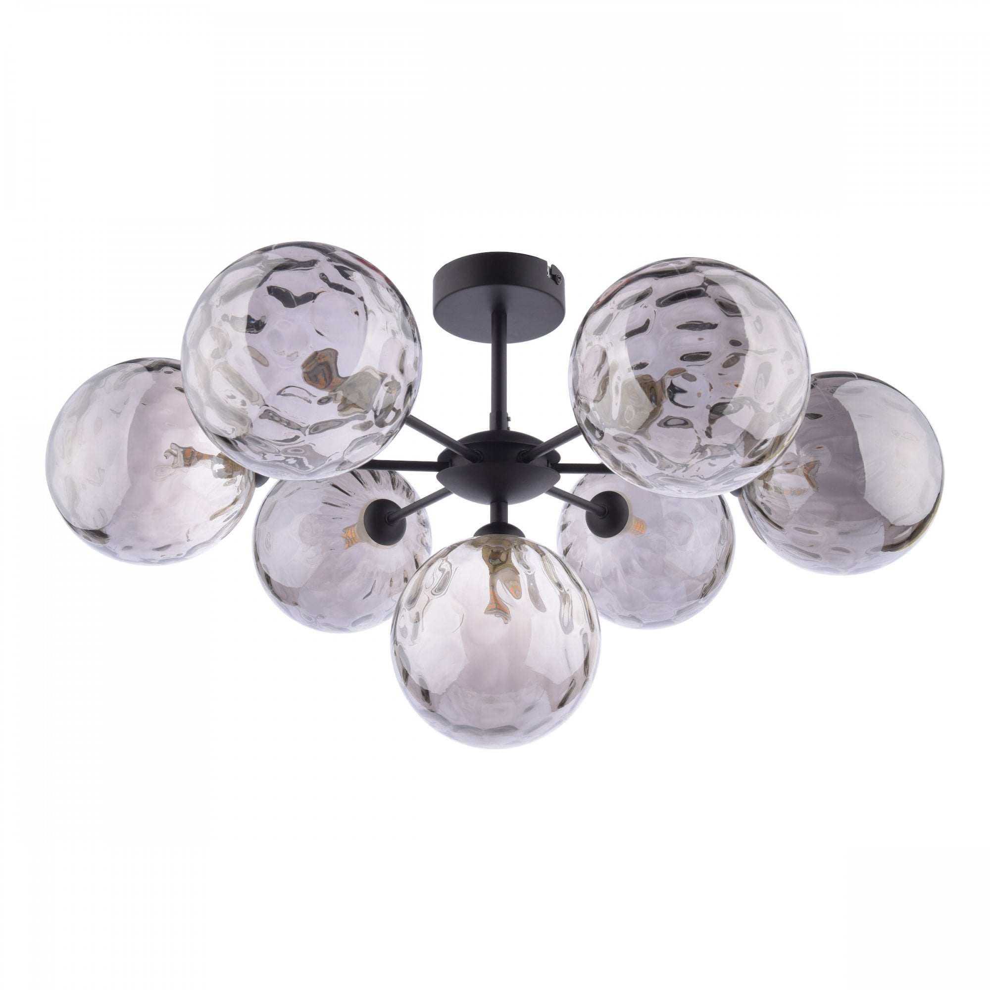 Cohen 7 Light Semi Flush Ceiling Light In Black With Smoked Glass COH3422-10