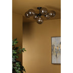 Cohen 7 Light Semi Flush Ceiling Light In Black With Smoked Glass COH3422-10