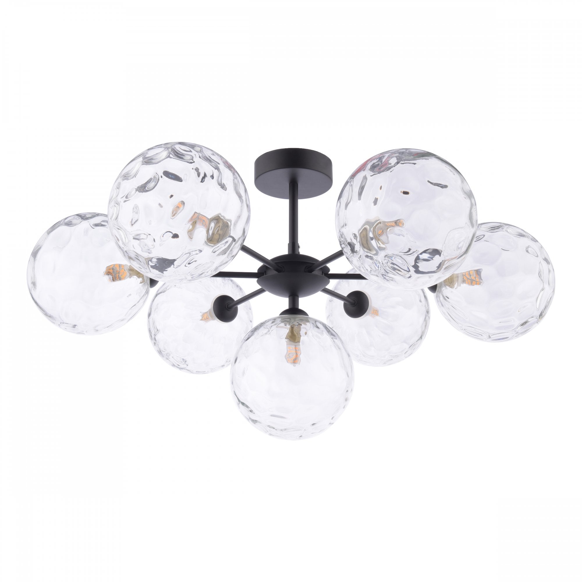 Cohen 7 Light Semi Flush Ceiling Light In Black With Clear Glass COH3422-12