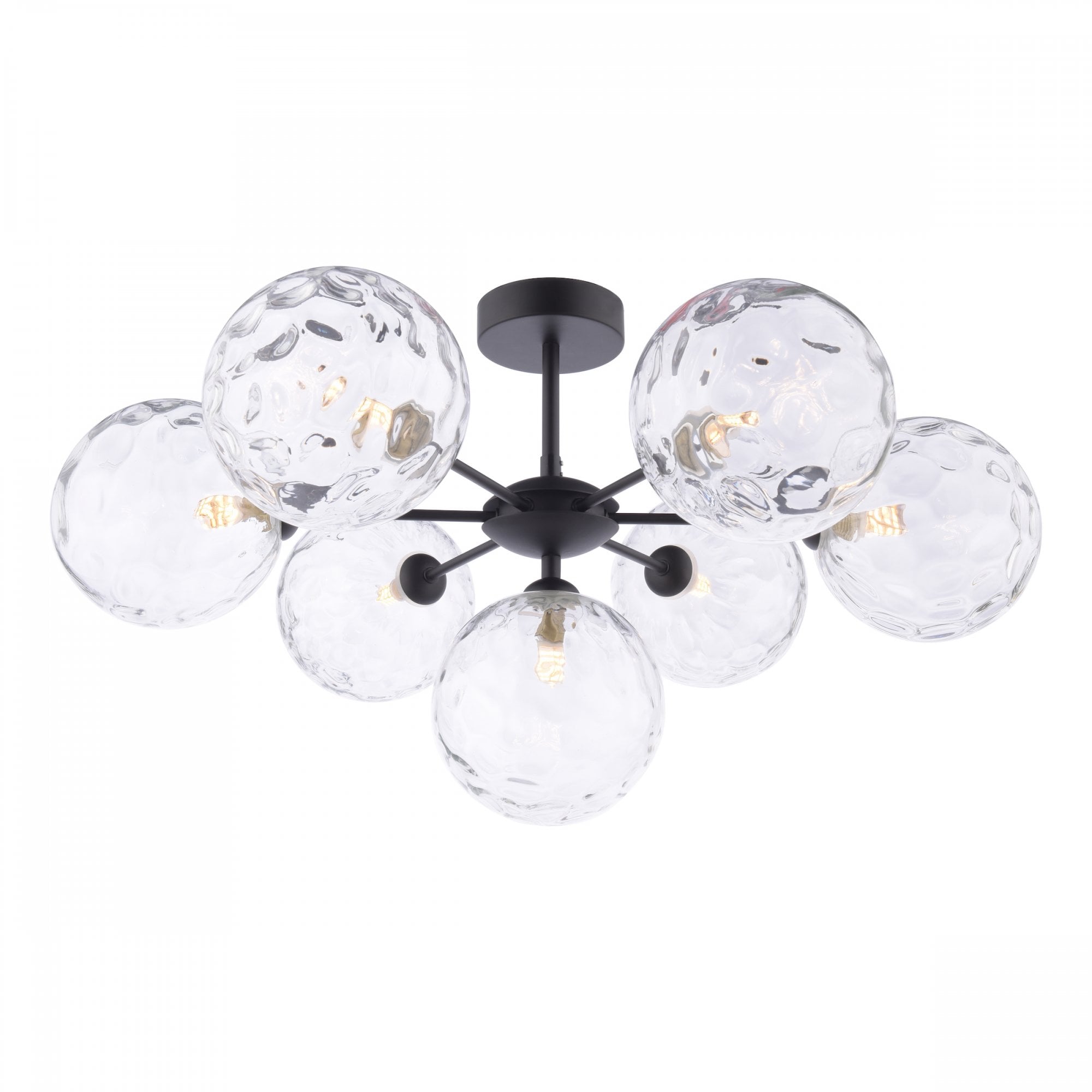 Cohen 7 Light Semi Flush Ceiling Light In Black With Clear Glass COH3422-12