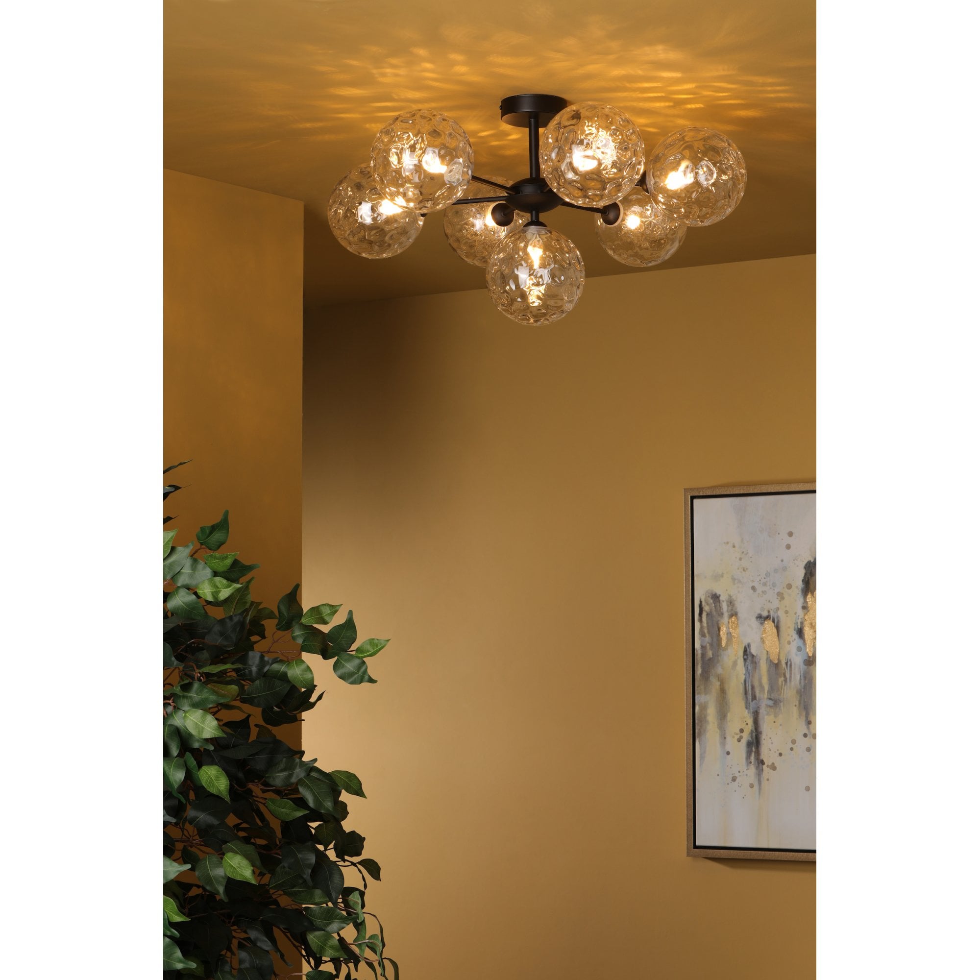 Cohen 7 Light Semi Flush Ceiling Light In Black With Clear Glass COH3422-12