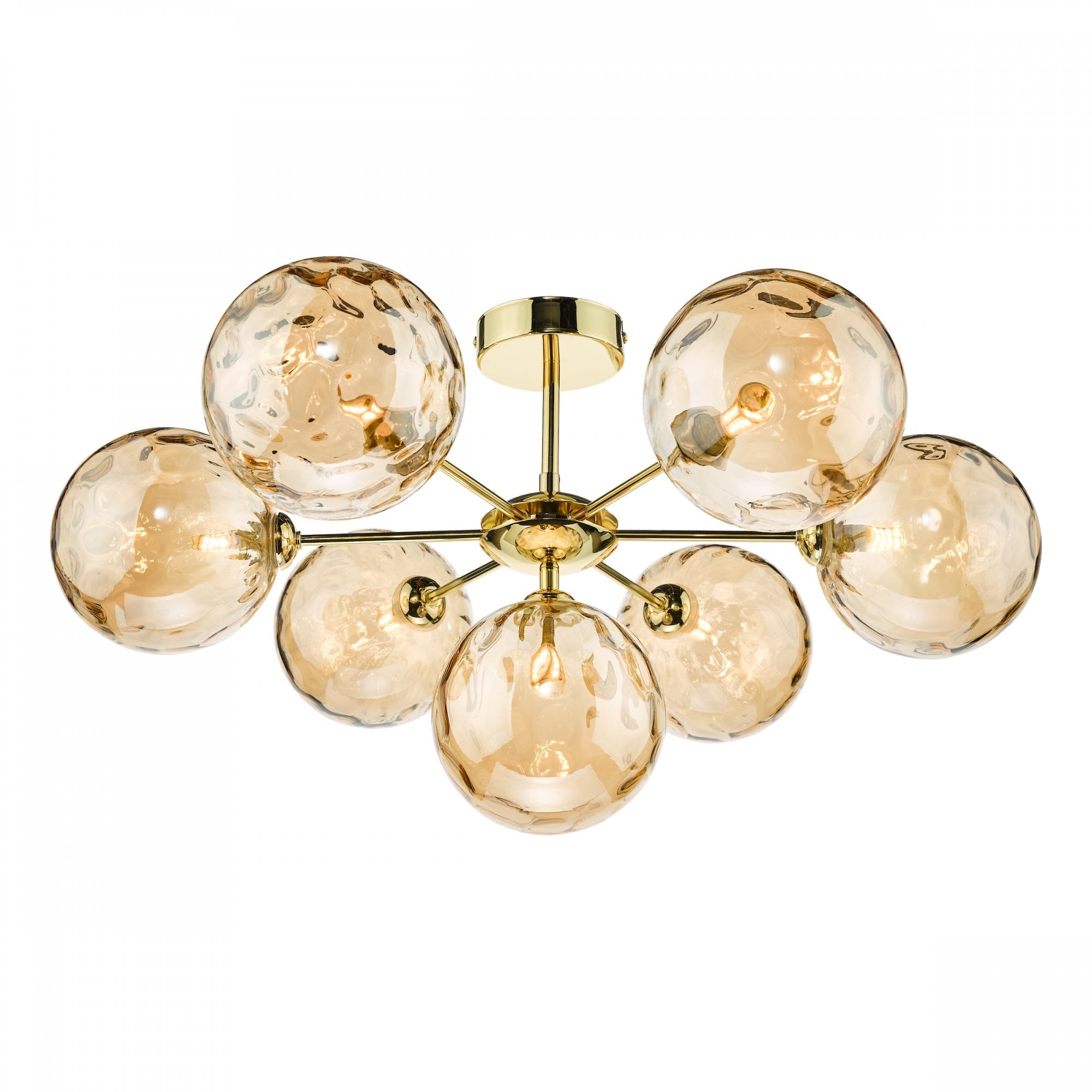 Dar Cohen 7 Light Semi Flush Polished Gold Champagne Glass COH3435-11