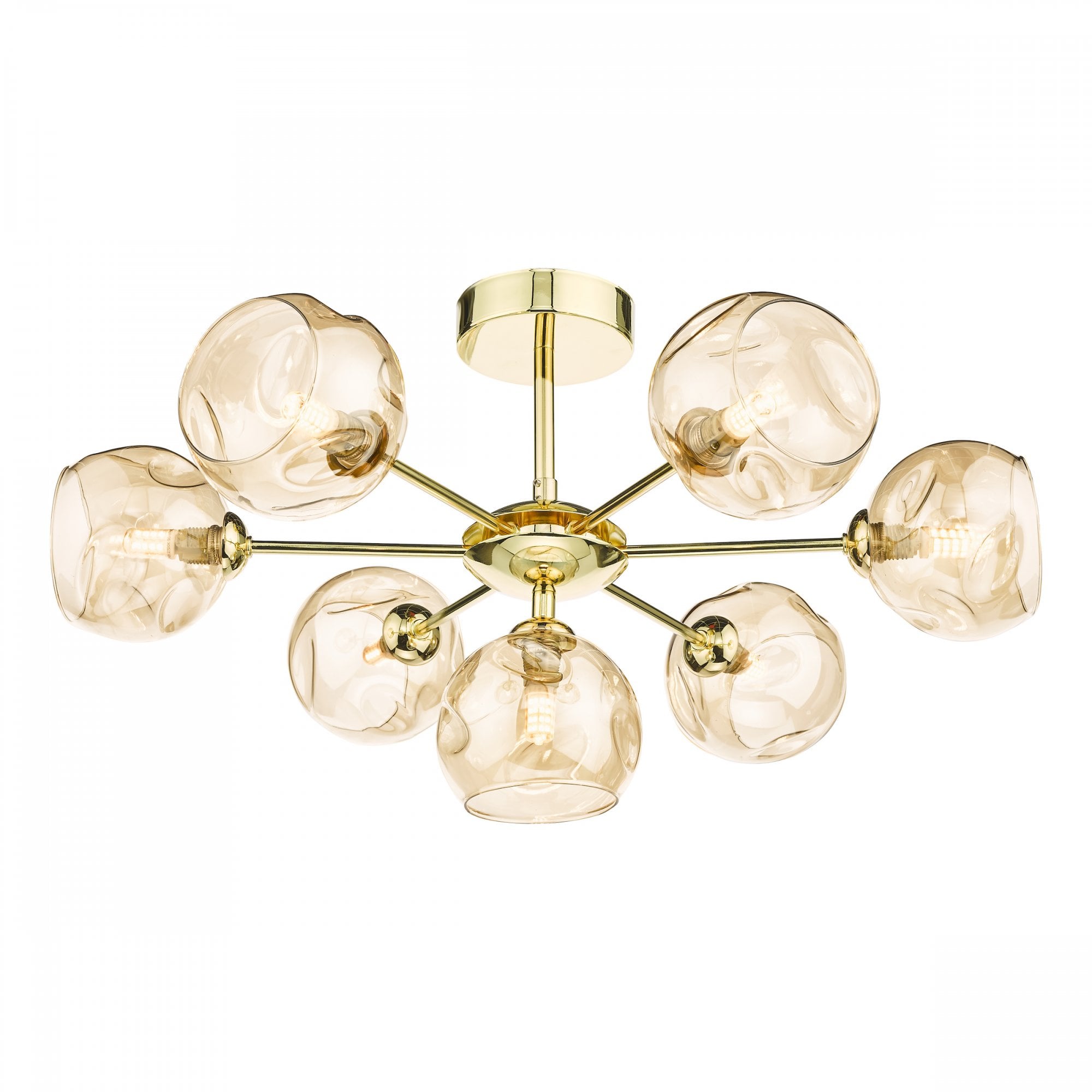 Cohen 7 Light Semi Flush Ceiling Light In Gold With Organic Champagne Glass COH3435-16