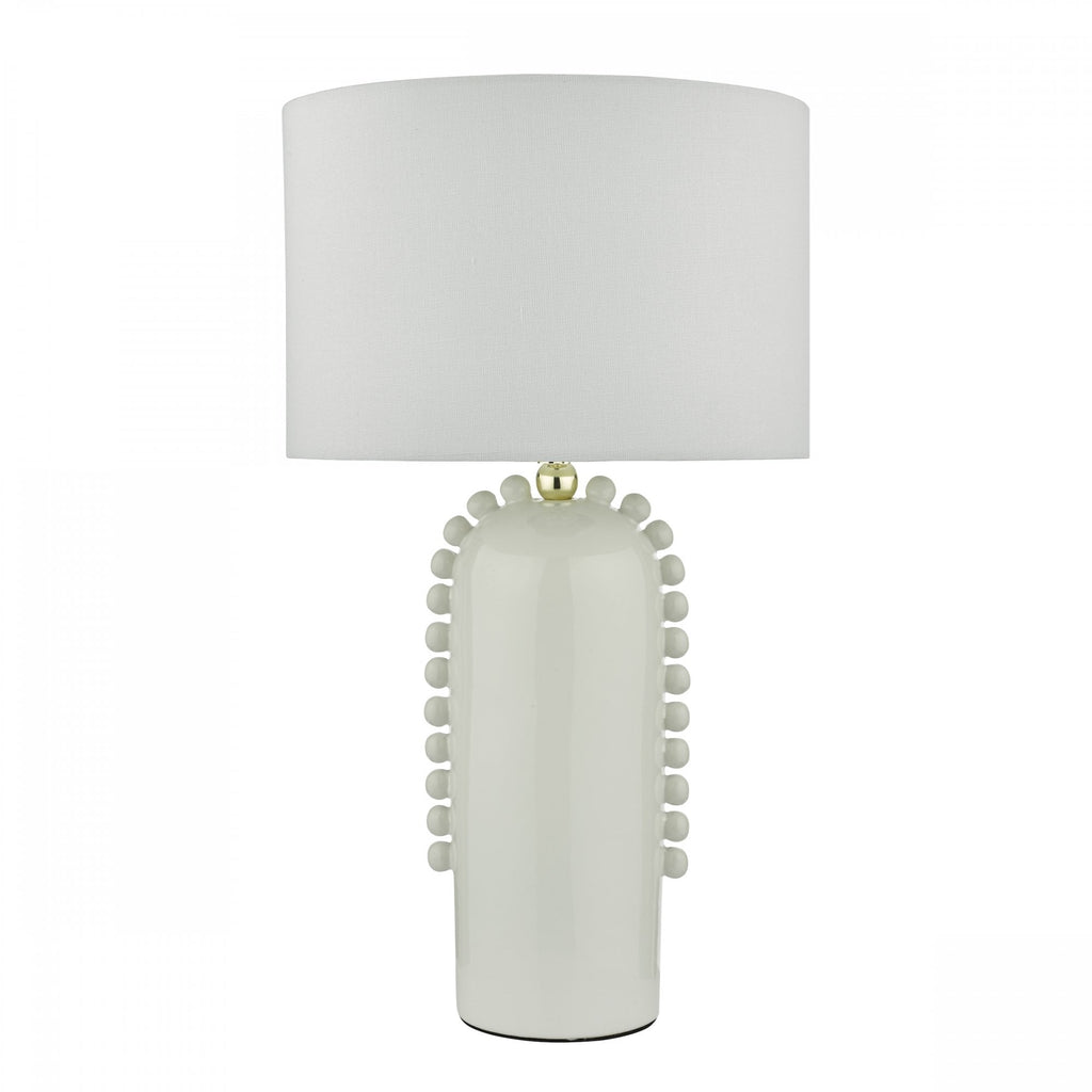 Dolce Modern Table Lamp In White Ceramic With Cotton Shade DOL4202