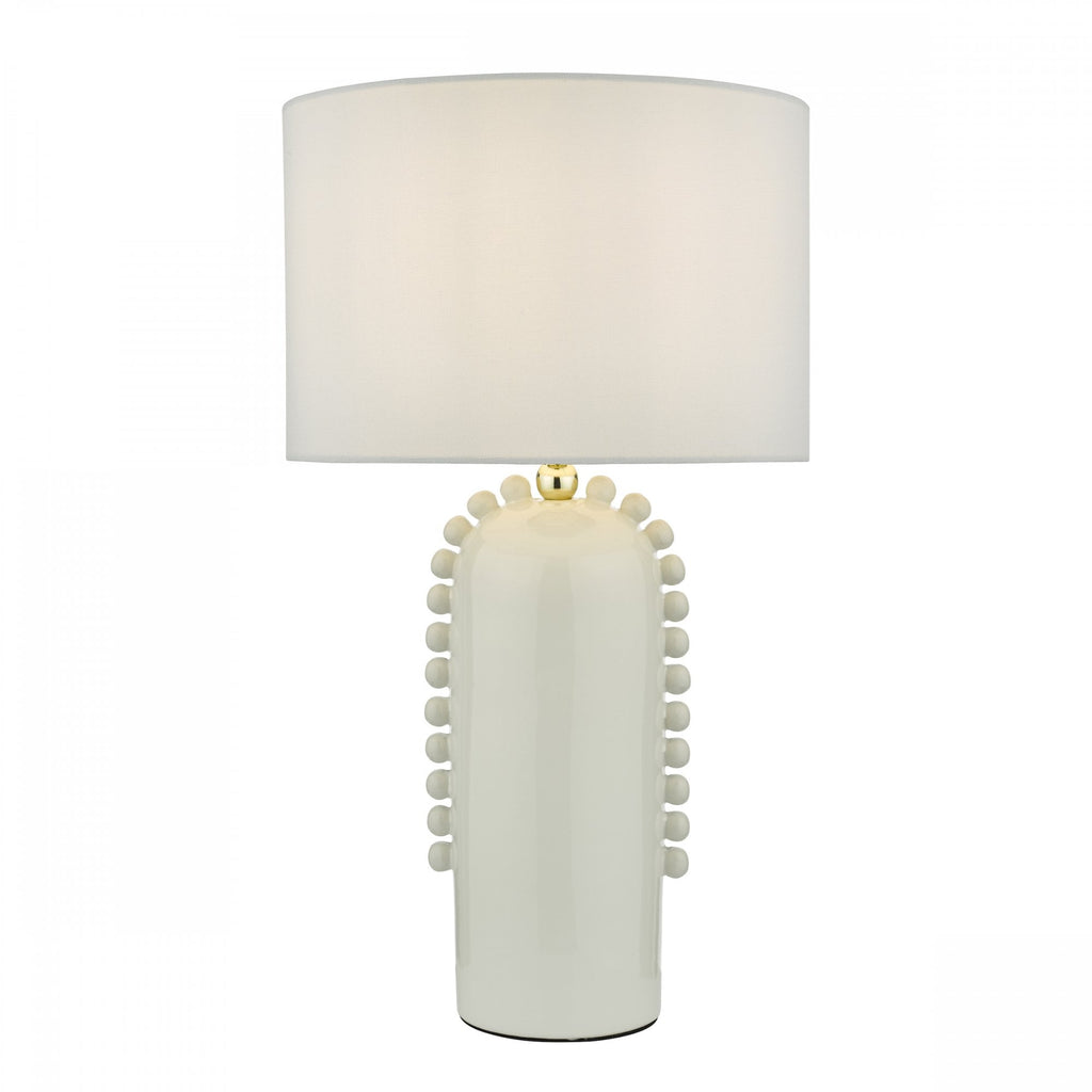 Dolce Modern Table Lamp In White Ceramic With Cotton Shade DOL4202