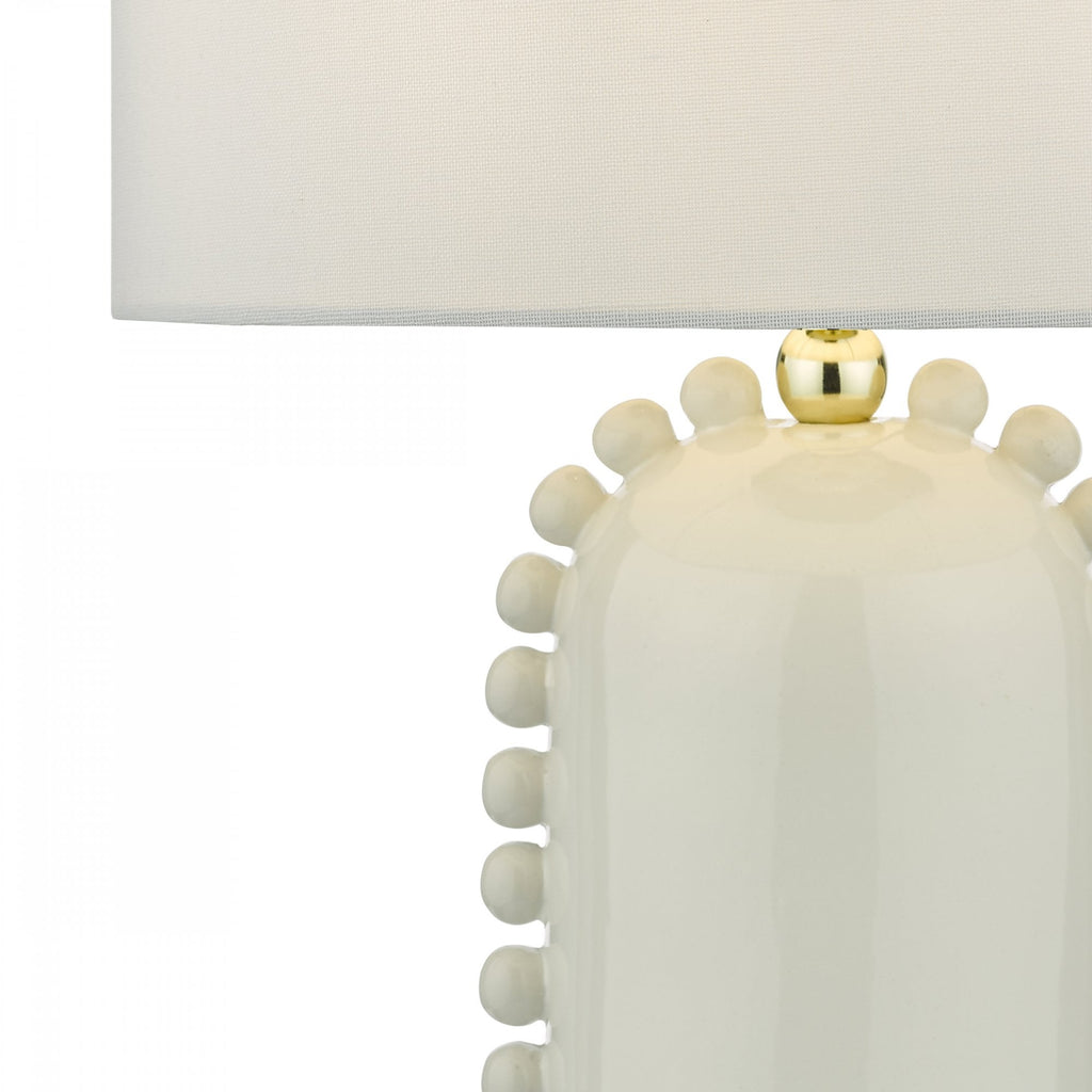 Dolce Modern Table Lamp In White Ceramic With Cotton Shade DOL4202