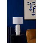 Dolce Modern Table Lamp In White Ceramic With Cotton Shade DOL4202