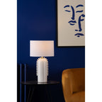 Dolce Modern Table Lamp In White Ceramic With Cotton Shade DOL4202