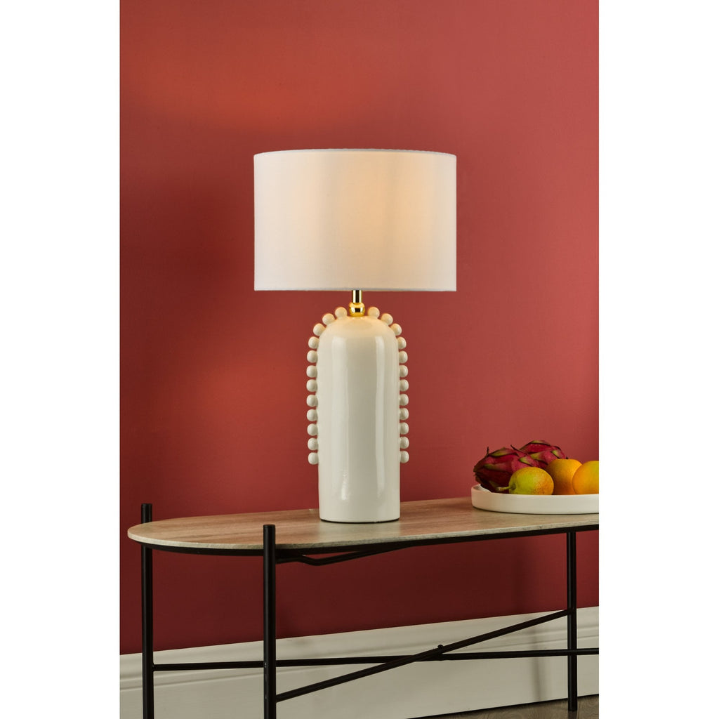 Dolce Modern Table Lamp In White Ceramic With Cotton Shade DOL4202