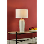 Dolce Modern Table Lamp In White Ceramic With Cotton Shade DOL4202