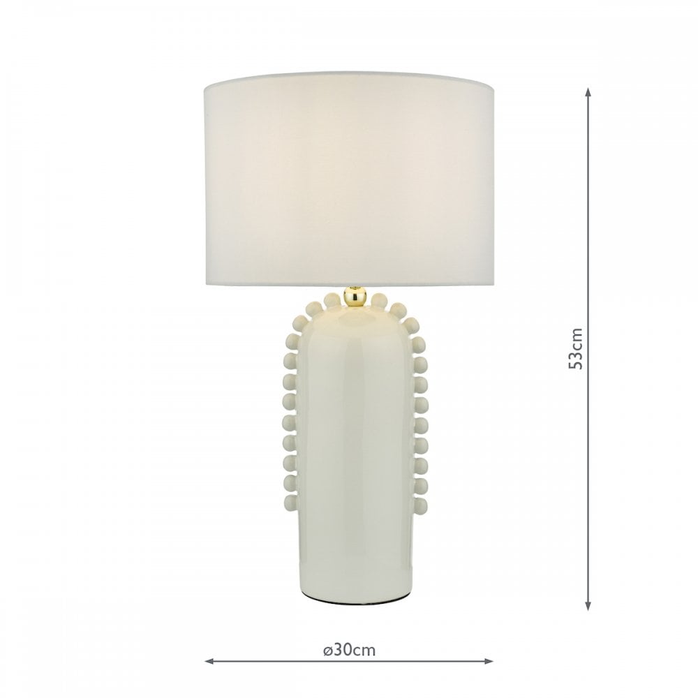 Dolce Modern Table Lamp In White Ceramic With Cotton Shade DOL4202